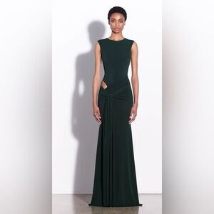 Sleeveless Cut Out Wrap Gown in Crepe Jersey